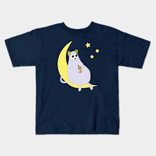 Cute Cat Looks At Stars Kids T-Shirt